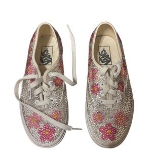 Vans Pink and White Sparkly Floral Sneakers